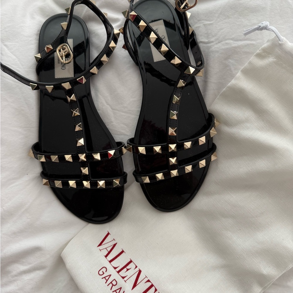 Valentino Black Studded Jelly Sandals